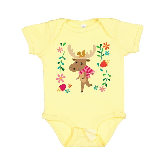 Inktastic Woodland Moose Spring Flowers Girls Baby Bodysuit