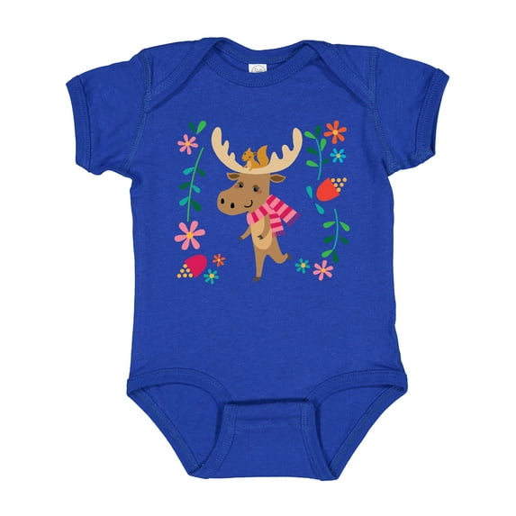 Inktastic Woodland Moose Spring Flowers Girls Baby Bodysuit