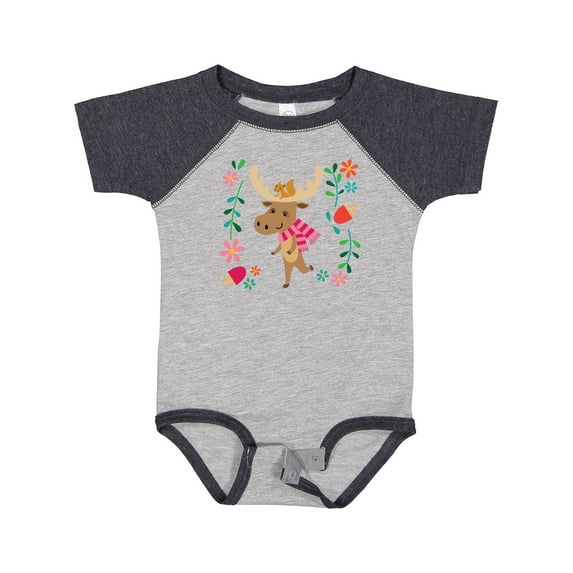 Inktastic Woodland Moose Spring Flowers Girls Baby Bodysuit