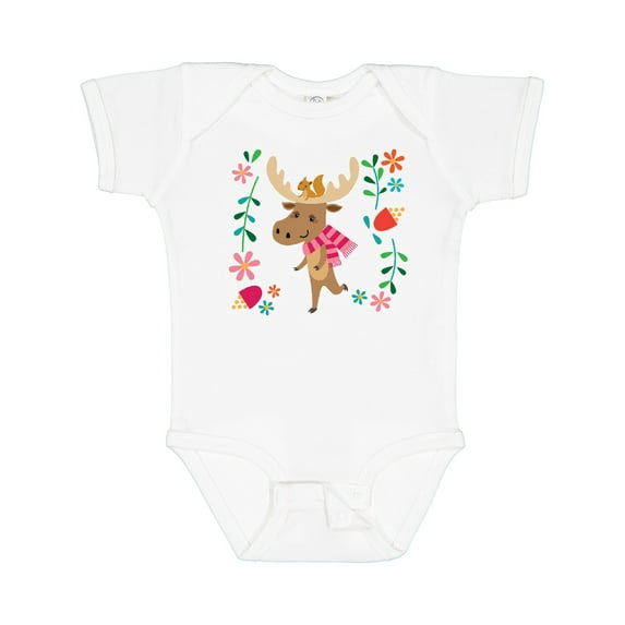 Inktastic Woodland Moose Spring Flowers Girls Baby Bodysuit