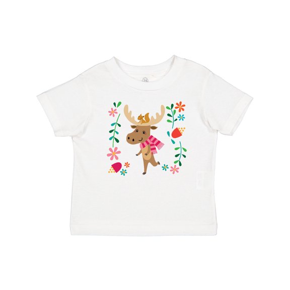 Inktastic Woodland Moose Spring Flowers Girls Baby T-Shirt