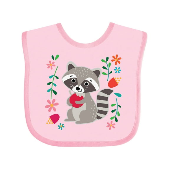 Inktastic Woodland Raccoon Spring Flowers Girls Baby Bib