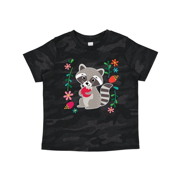 Inktastic Woodland Raccoon Spring Flowers Girls Toddler T-Shirt