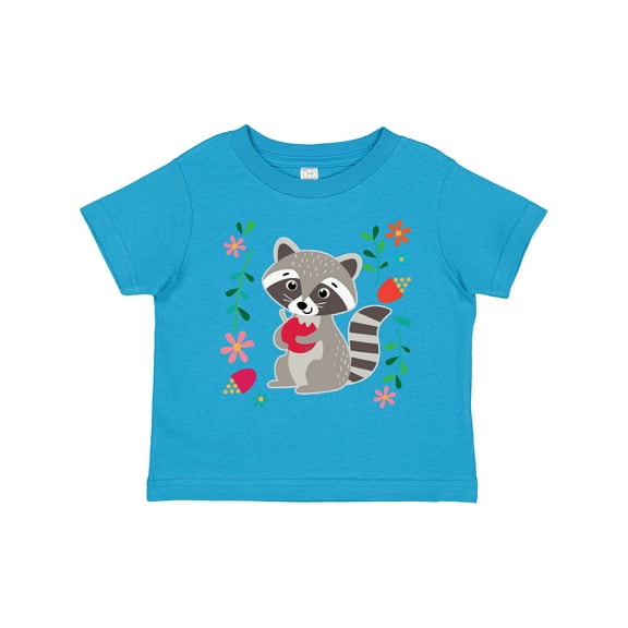 Inktastic Woodland Raccoon Spring Flowers Girls Toddler T-Shirt
