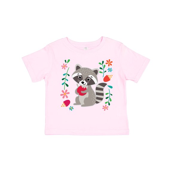 Inktastic Woodland Raccoon Spring Flowers Girls Toddler T-Shirt