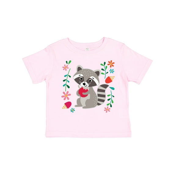 Inktastic Woodland Raccoon Spring Flowers Girls Toddler T-Shirt