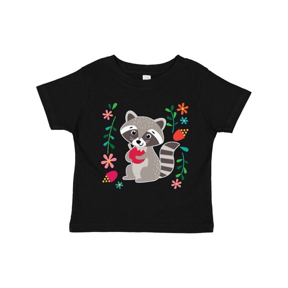 Inktastic Woodland Raccoon Spring Flowers Girls Toddler T-Shirt