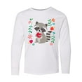 thumbnail image 1 of Inktastic Woodland Raccoon Spring Flowers Long Sleeve Youth T-Shirt, 1 of 5