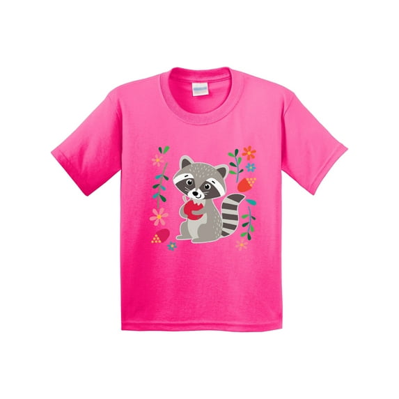 Inktastic Woodland Raccoon Spring Flowers Youth T-Shirt