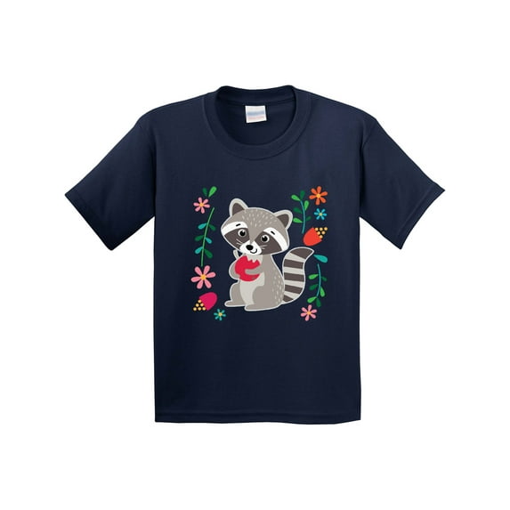Inktastic Woodland Raccoon Spring Flowers Youth T-Shirt