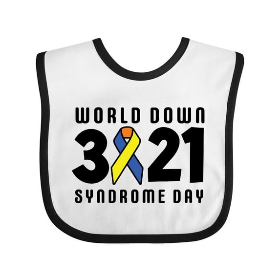Inktastic World Down Syndrome Day 231 with Yellow and Blue Ribbon Boys or Girls Baby Bib