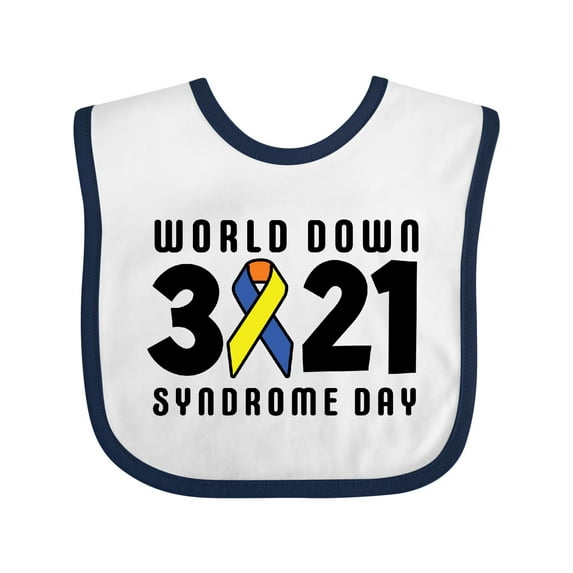 Inktastic World Down Syndrome Day 231 with Yellow and Blue Ribbon Boys or Girls Baby Bib