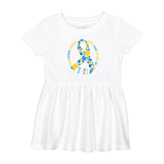 Inktastic World Down Syndrome Day Blue and Yellow Ribbon of Hearts Girls Baby Dress
