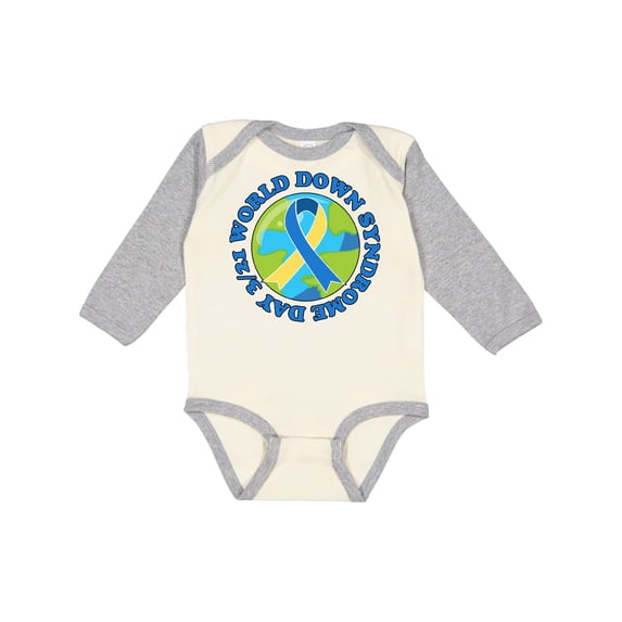 Inktastic World Down Syndrome Day March 21 with Planet Earth Boys or Girls Long Sleeve Baby Bodysuit