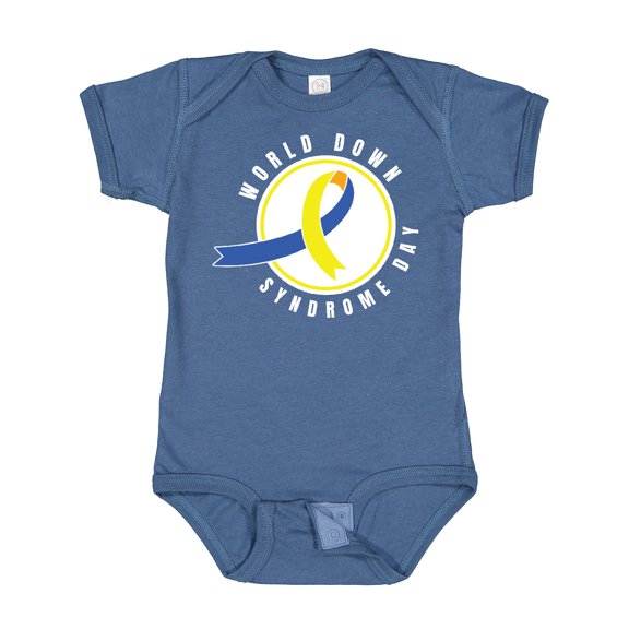 Inktastic World Down Syndrome Day with Yellow and Blue Ribbon Boys or Girls Baby Bodysuit