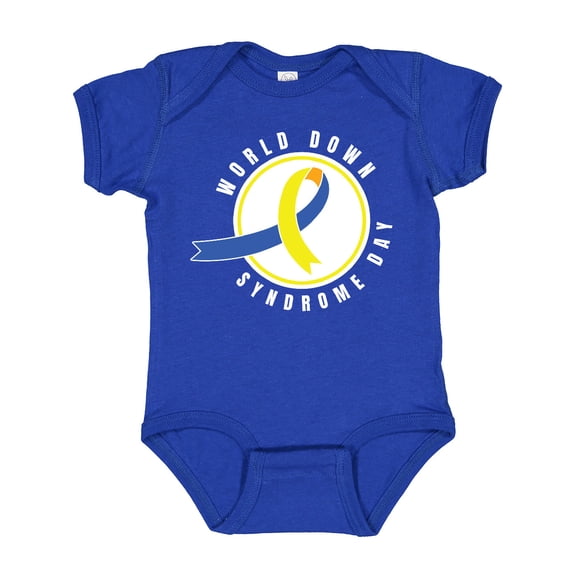 Inktastic World Down Syndrome Day with Yellow and Blue Ribbon Boys or Girls Baby Bodysuit
