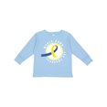 thumbnail image 1 of Inktastic World Down Syndrome Day with Yellow and Blue Ribbon Boys or Girls Long Sleeve Toddler T-Shirt, 1 of 5