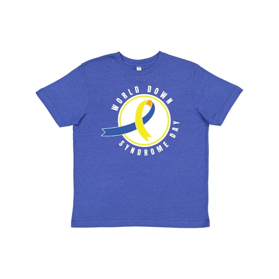 Inktastic World Down Syndrome Day with Yellow and Blue Ribbon Youth T-Shirt