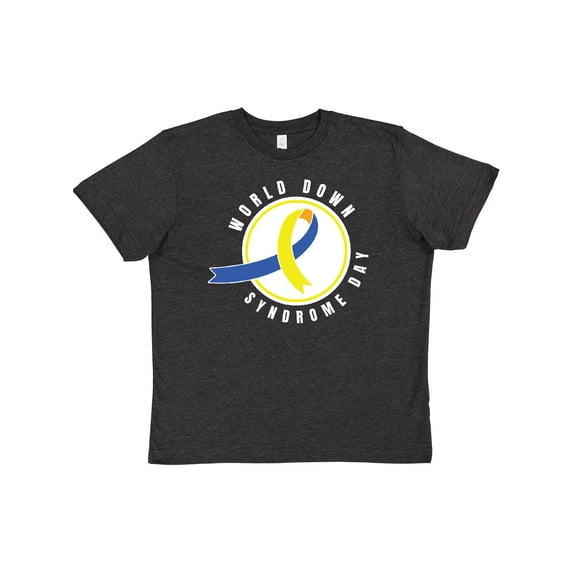 Inktastic World Down Syndrome Day with Yellow and Blue Ribbon Youth T-Shirt