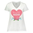 thumbnail image 1 of Inktastic World's Best Mom in Pink Heart with Flowers Women's Plus Size V-Neck T-Shirt, 1 of 5