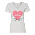 thumbnail image 1 of Inktastic World's Best Mom in Pink Heart with Flowers Women's V-Neck T-Shirt, 1 of 5