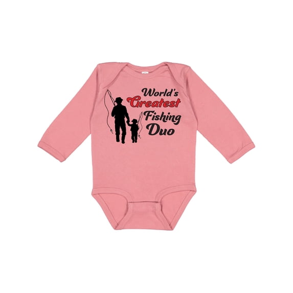 Inktastic World's Greatest Fishing Duo Boys or Girls Long Sleeve Baby Bodysuit