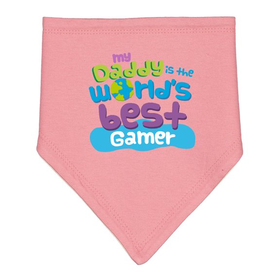 Inktastic Worlds Best Gamer Daddy Baby Bandana Bib