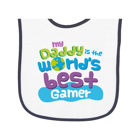 Inktastic Worlds Best Gamer Daddy Baby Terry Cloth Bib