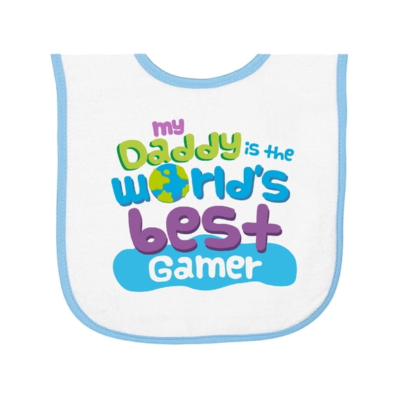 Inktastic Worlds Best Gamer Daddy Baby Terry Cloth Bib