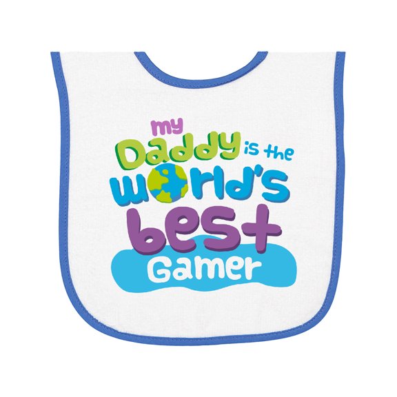 Inktastic Worlds Best Gamer Daddy Baby Terry Cloth Bib