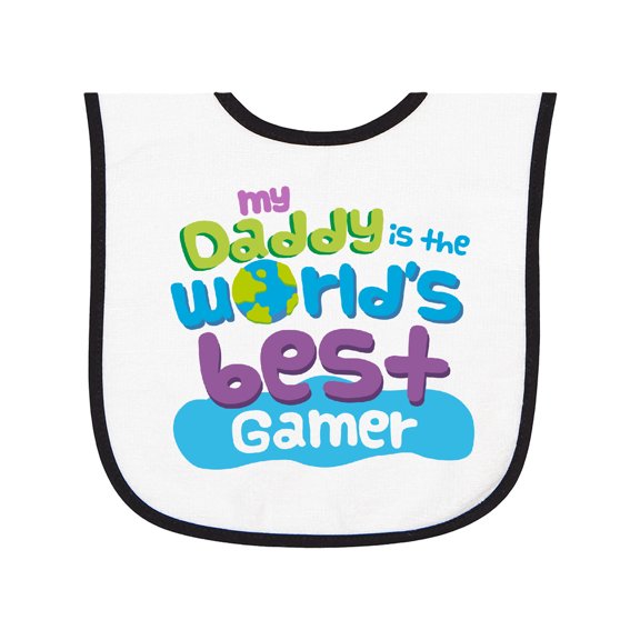 Inktastic Worlds Best Gamer Daddy Baby Terry Cloth Bib