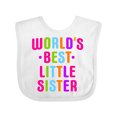 thumbnail image 1 of Inktastic Worlds Best Little Sister Girls Baby Bib, 1 of 4