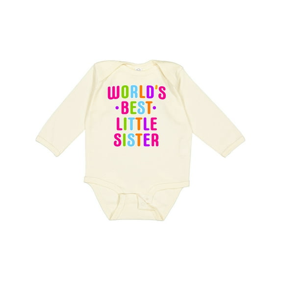 Inktastic Worlds Best Little Sister Girls Long Sleeve Baby Bodysuit