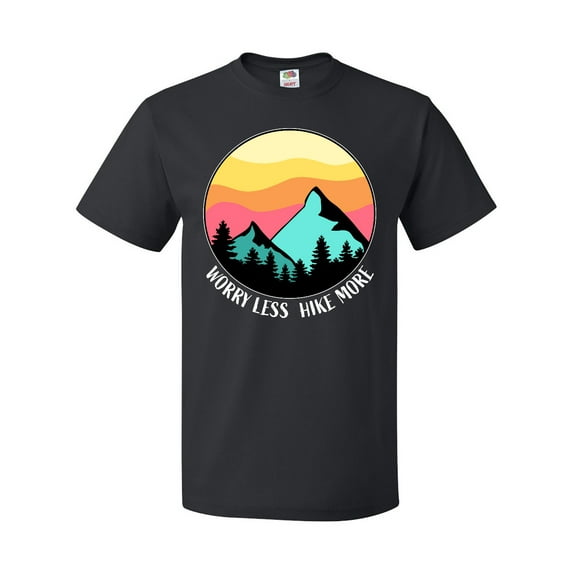 Inktastic Worry Less Hike More Mountains at Sunset T-Shirt