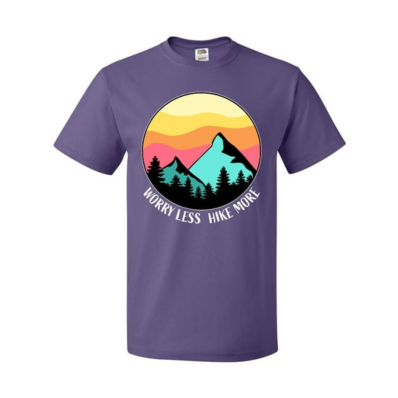 Inktastic Worry Less Hike More Mountains at Sunset T-Shirt