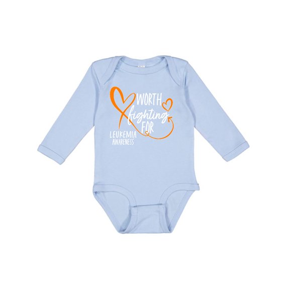 Inktastic Worth Fighting For Leukemia Awareness Orange Heart Boys or Girls Long Sleeve Baby Bodysuit