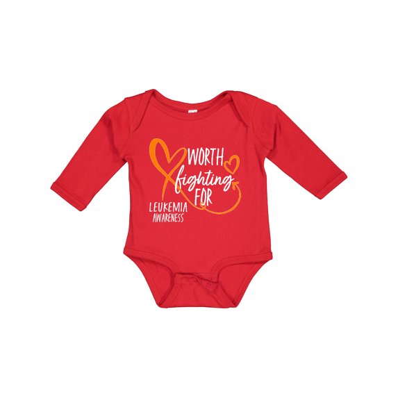 Inktastic Worth Fighting For Leukemia Awareness Orange Heart Boys or Girls Long Sleeve Baby Bodysuit
