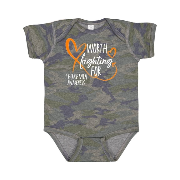 Inktastic Worth Fighting for Leukemia Awareness Orange Heart Boys or Girls Baby Bodysuit