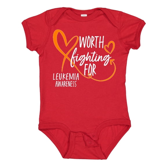Inktastic Worth Fighting for Leukemia Awareness Orange Heart Boys or Girls Baby Bodysuit