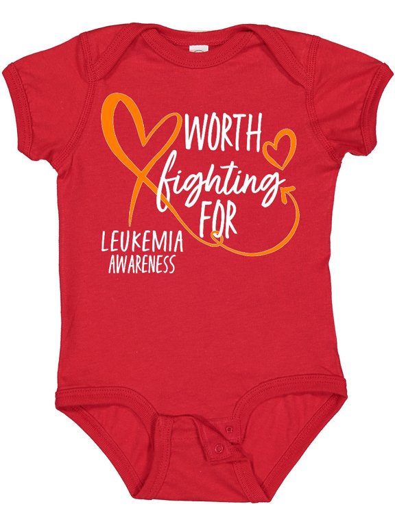 Inktastic Worth Fighting for Leukemia Awareness Orange Heart Boys or Girls Baby Bodysuit