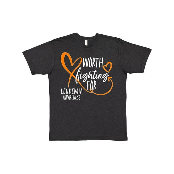 Inktastic Worth Fighting for Leukemia Awareness Orange Heart T-Shirt
