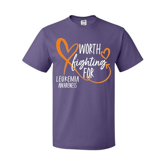 Inktastic Worth Fighting for Leukemia Awareness Orange Heart T-Shirt