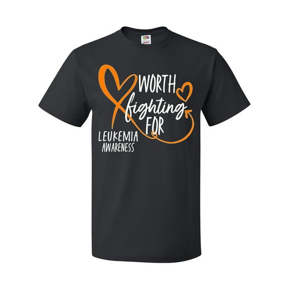 Inktastic Worth Fighting for Leukemia Awareness Orange Heart T-Shirt