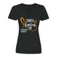 thumbnail image 1 of Inktastic Worth Fighting for Leukemia Awareness Orange Heart Women's V-Neck T-Shirt, 1 of 5