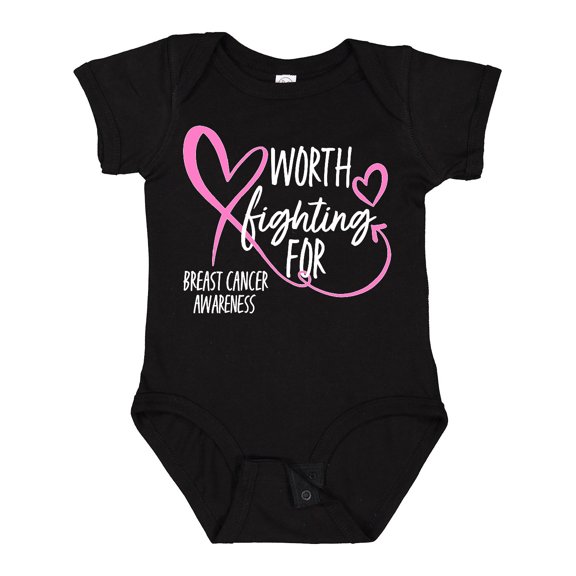 Inktastic Worth Fighting for Pink Ribbon, Breast Cancer Awareness Boys or Girls Baby Bodysuit