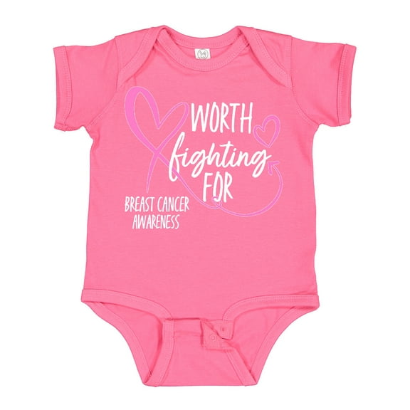Inktastic Worth Fighting for Pink Ribbon, Breast Cancer Awareness Boys or Girls Baby Bodysuit