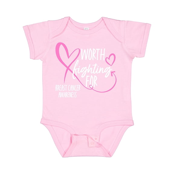 Inktastic Worth Fighting for Pink Ribbon, Breast Cancer Awareness Boys or Girls Baby Bodysuit