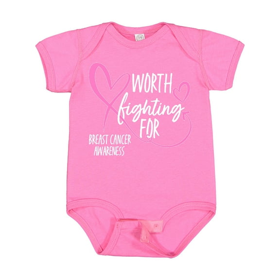 Inktastic Worth Fighting for Pink Ribbon, Breast Cancer Awareness Boys or Girls Baby Bodysuit