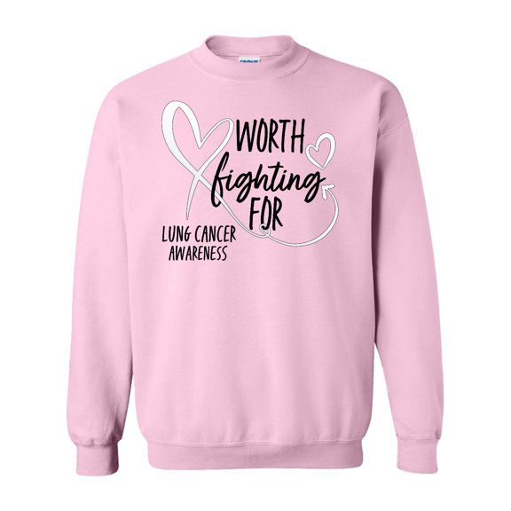 Inktastic Worth Fighting for White Ribbon, Lung Cancer Awareness Adult Sweatshirt