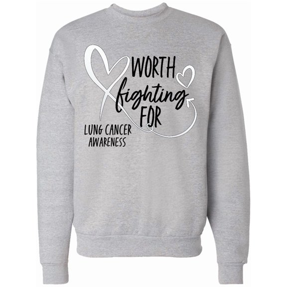 Inktastic Worth Fighting for White Ribbon, Lung Cancer Awareness Adult Sweatshirt